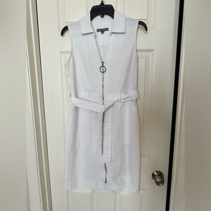 Sharagano White Sleeveless Midi Dress